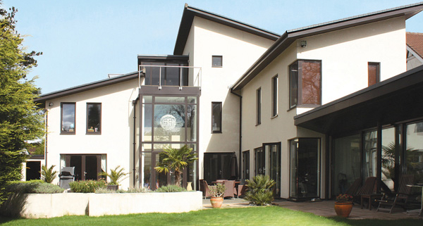 Aluminium rainwater system on contemporary new build