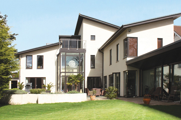 Aluminium rainwater system on contemporary new build