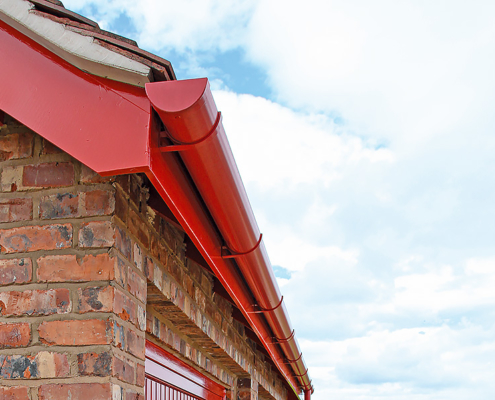 red-half-round-gutter