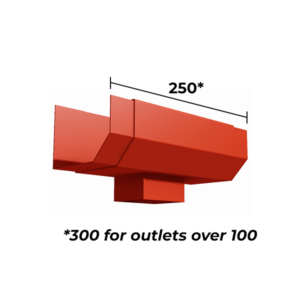 Shaped box gutter square outlets