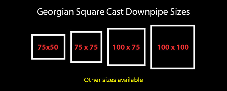 guttercrest georgian square cast downpipe sizes aluminium